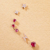 Brinco piercing de rubi Eternity Colors Circle em ouro rosa 18K