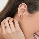 Brincos Baguette Ruby em ouro rosa 18K
