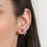 Brincos Baguette Ruby em ouro rosa 18K