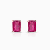 Brincos Baguette Ruby em ouro rosa 18K