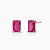 Brincos Baguette Ruby em ouro rosa 18K