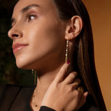 Mabi Blet Pendulum Pearl Earrings in 18k Yellow Gold