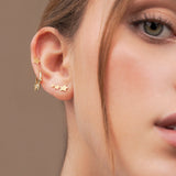 Pendientes Trepadores Tres Estrellas en Oro Amarillo de 18 Kt