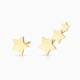 Pendientes Trepadores Tres Estrellas en Oro Amarillo de 18 Kt