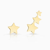 Pendientes Trepadores Tres Estrellas en Oro Amarillo de 18 Kt