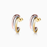 Tricolore Hoop Earrings in 18k White, Yellow and Rose Gold