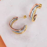 Tricolore Hoop Earrings in 18k White, Yellow and Rose Gold