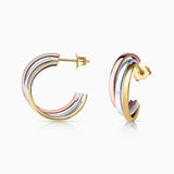 Tricolore Hoop Earrings in 18k White, Yellow and Rose Gold