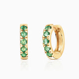 Bold Eternity Colours Emerald Hoop Earrings in 18k Yellow Gold