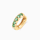 Eternity Colors Brinco de piercing de esmeralda ousado em ouro amarelo 18K