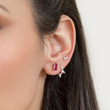 Brinco de piercing de argola Rox em ouro branco 18 K