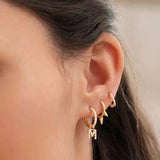 Brinco Piercing Spikes Três Mini Spikes em Ouro Amarelo 18 K