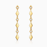 Pendientes Largos Losange de Diamantes en Oro Amarillo de 18 Kt
