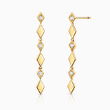 Pendientes Largos Losange de Diamantes en Oro Amarillo de 18 Kt