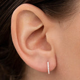 Brinco de argola com diamantes pequenos e piercing em ouro rosa 18 K