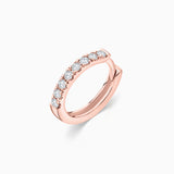 Brinco de argola com diamantes pequenos e piercing em ouro rosa 18 K