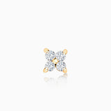 Petit Diamond Cross Mini Piercing Earring in 18k Yellow Gold