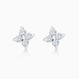 Pendientes Petite Diamonds Cross en Oro Blanco de 18 Kt