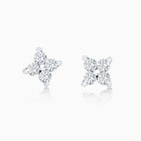 Pendientes Petite Diamonds Cross en Oro Blanco de 18 Kt