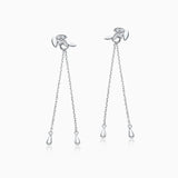 Petit Diamond Leaves Chain Earrings in 18k White Gold
