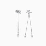 Petit Diamond Leaves Chain Earrings in 18k White Gold