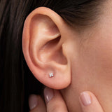 Petit Diamond Cross Mini Earrings in 18k Rose Gold