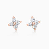 Petit Diamond Cross Mini Earrings in 18k Rose Gold