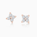 Petit Diamond Cross Mini Earrings in 18k Rose Gold