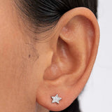 Petit Diamond Moon & Star Earrings in 18k White Gold