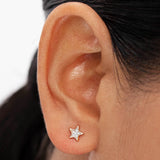 Petit Diamond Moon & Star Earrings in 18k Rose Gold