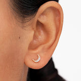 Petit Diamond Moon & Star Earrings in 18k Rose Gold