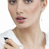 Petit Diamond Moon and Star Chain Earrings in 18k White Gold