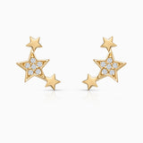 Pendientes Trepadores Estrellas Moon Diamonds en Oro Amarillo de 18 Kt
