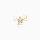 Brinco de piercing Moon Diamonds Stars Climber em ouro amarelo 18 K