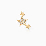 Brinco de piercing Moon Diamonds Stars Climber em ouro amarelo 18 K