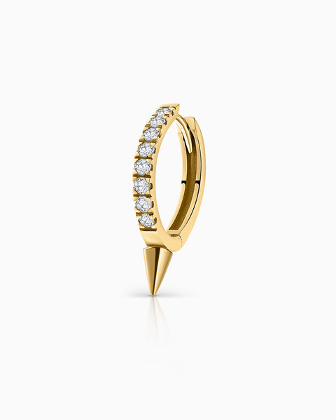 Diamond Spike Hoop Earring in 18k Yellow Gold