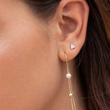 Brinco de piercing de diamante triangular em ouro branco 18 K