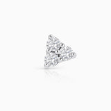 Brinco de piercing de diamante triangular em ouro branco 18 K