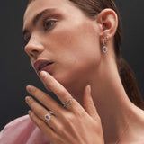 Pendiente Piercing Cruz Diamantes en Oro Blanco de 18 Kt