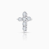 Pendiente Piercing Cruz Diamantes en Oro Blanco de 18 Kt