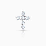 Pendiente Piercing Cruz Diamantes en Oro Blanco de 18 Kt