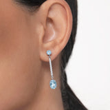 Aqua Diamond and Aquamarine Earrings in 18k White Gold