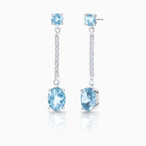 Aqua Diamond and Aquamarine Earrings in 18k White Gold