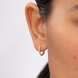 Pendientes Petite Diamonds Aro 12 MM en Oro Rosa de 18 Kt