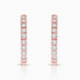 Pendientes Petite Diamonds Aro 12 MM en Oro Rosa de 18 Kt