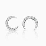 Diamond Moon Earrings in 18k White Gold