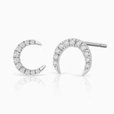 Diamond Moon Earrings in 18k White Gold