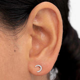 Pendiente Piercing Luna Moon Diamonds en Oro Blanco de 18 Kt