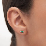 Crown II Oval Emerald Earrings in 18k Yellow Gold