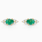 Crown II Oval Emerald Earrings in 18k Yellow Gold